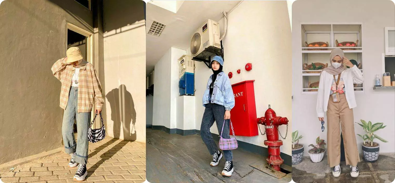 7 OOTD Sepatu Converse Tinggi Hijab Yang Casual dan Fashionable